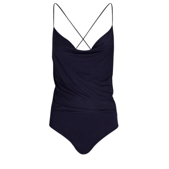 Intermix Blue Rihannon Scoop Neck Jersey Bodysuit medium nwt xsmall small - Picture 1 of 8